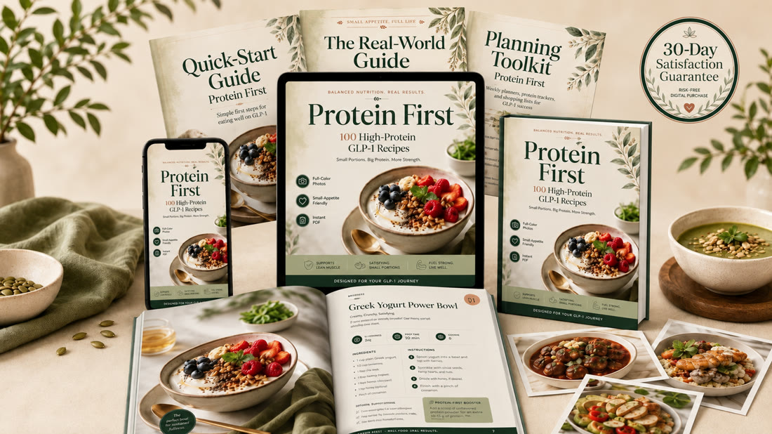 Protein First — 100 High-Protein GLP-1 Recipes with three special bonuses