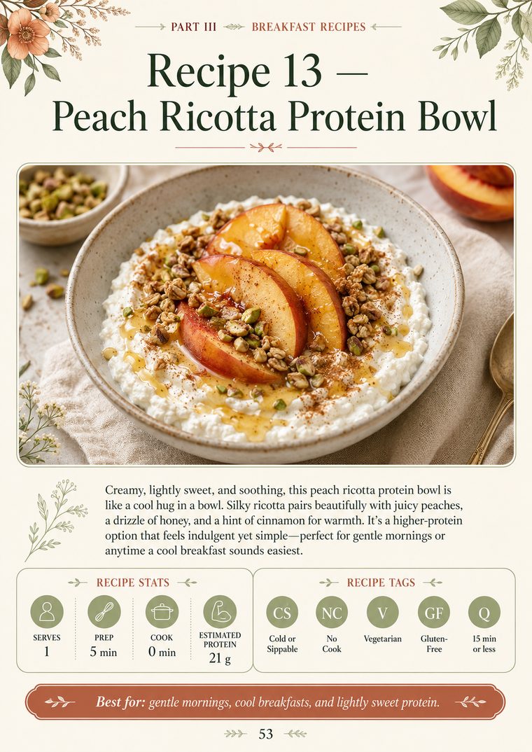 Peach Ricotta Protein Bowl recipe page