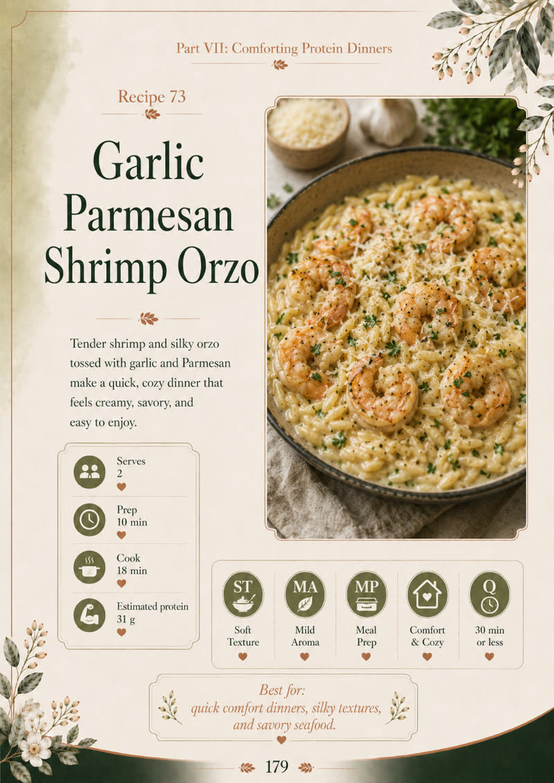 Garlic Parmesan Shrimp Orzo recipe page