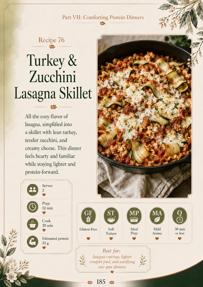 Turkey and Zucchini Lasagna Skillet recipe page